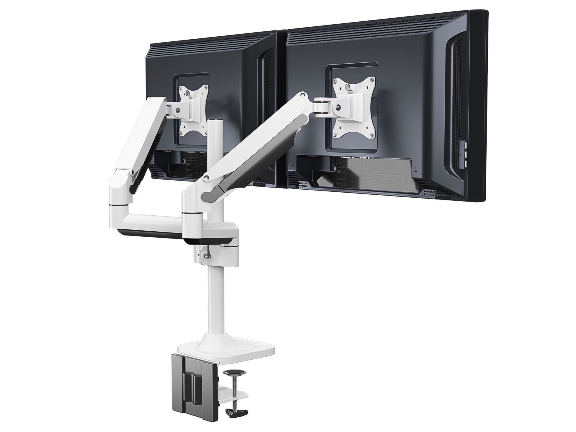 White Dual Monitor Arms / Monitor Mount