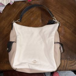 Coach cream leather hobo bag