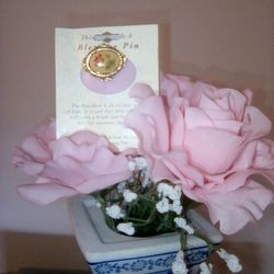 Blessing Brooch $25.00 Value For Mother's Day With Cobalt Blue Estate Vase /Candle Holder 