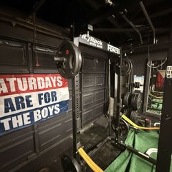 Ultimate Garage Gym Bundle: Force USA Folding MyRack + Attachments + Bench + 505lb Plates + Olympic Bar + Acc – Like New $1800 (Santa Clarita)