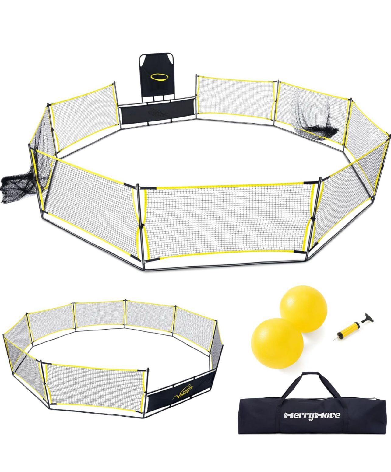 Brand New In The Box- Gaga Ball Pit Portable: 15FT 3in1 Gaga Pit with Basketball Hoop and Soccer Goals - Play System for Kids 4 to 12 Years Old Indoor