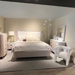 King Bed Frame, Dresser, Mirror And Nightstand 