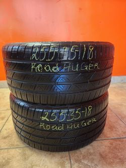 255 35ZR 18 ROAD HUGGER TIRES 2553518 USED TIRES (PAIR) MOUNT BALANCE INCLUDED