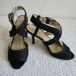Tahari Black Strappy Heels