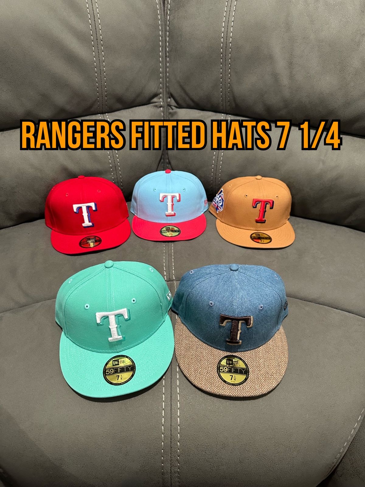 MLB New Era Texas Rangers 59fifty Fitted Hats Size 7 1/4