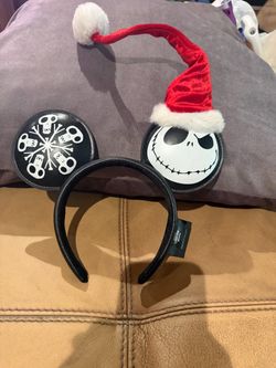 Disney Parks Nightmare Before Christmas Jack with Santa Hat Ears Headband
