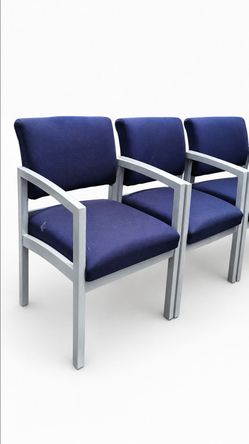 20 Office Guest Waiting Room Chairs Blue Fabric Gray Frames
