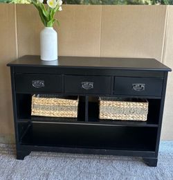 Black wood table cabinet
