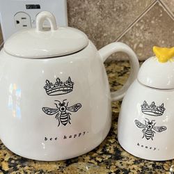 Rea Dunn  Bee Collection Tea Pot And Honey Pot