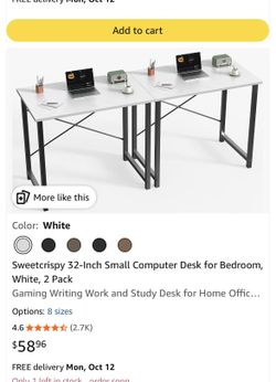 32" Small Computer Desk – White