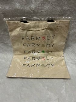Brown beige graphic Farmacy medium tote bag shoulder bag