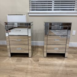 Mirror bedside table. Mirrored bedside tables.