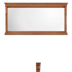 Naples 60 in. W x 31 in. H Rectangular Wood Framed Wall Bathroom Vanity Mirror in Warm Cinammon


