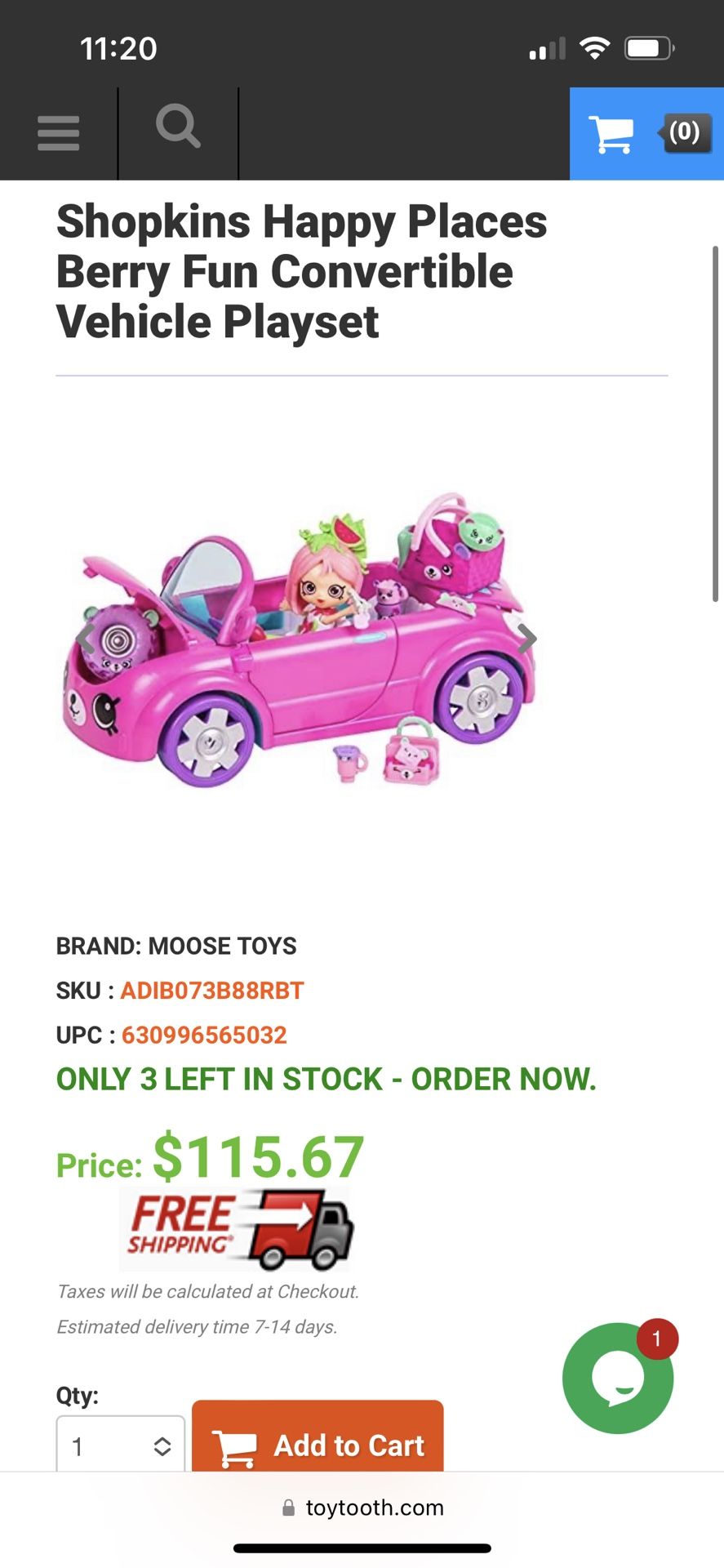 Shopkins Happy Places Berry Fun Convertible Vehicle Playset