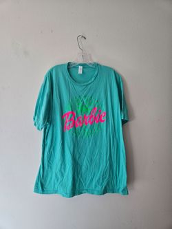 Barbie Turquoise Graphic Tee with Neon Pink Logo