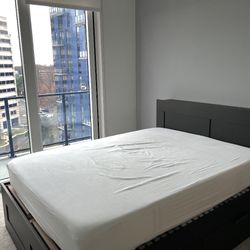 IKEA Bed Frame with Storage + Headboard + Mattress – Great Condition