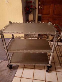 Seville Classics Commercial (3-Tier) Heavy-Duty Chrome Utility Cart w/ Wire Shelving - Like New!!!
