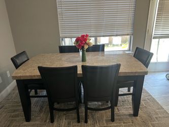 Solid Marble Dining Table Set – 6 Chairs – Excellent Condition