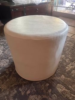 Howard Elliott Collection No Tip Cylinder Patio Ottoman with Cover, Leather Side Table, Footstool