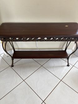 Wood and Wrought Iron Console Table
