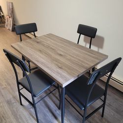 Dining Table Set for 4 (Gray), Kitchen Table and Chairs Set for 4 