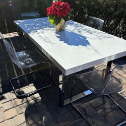 Dining Table & Clear Chairs 