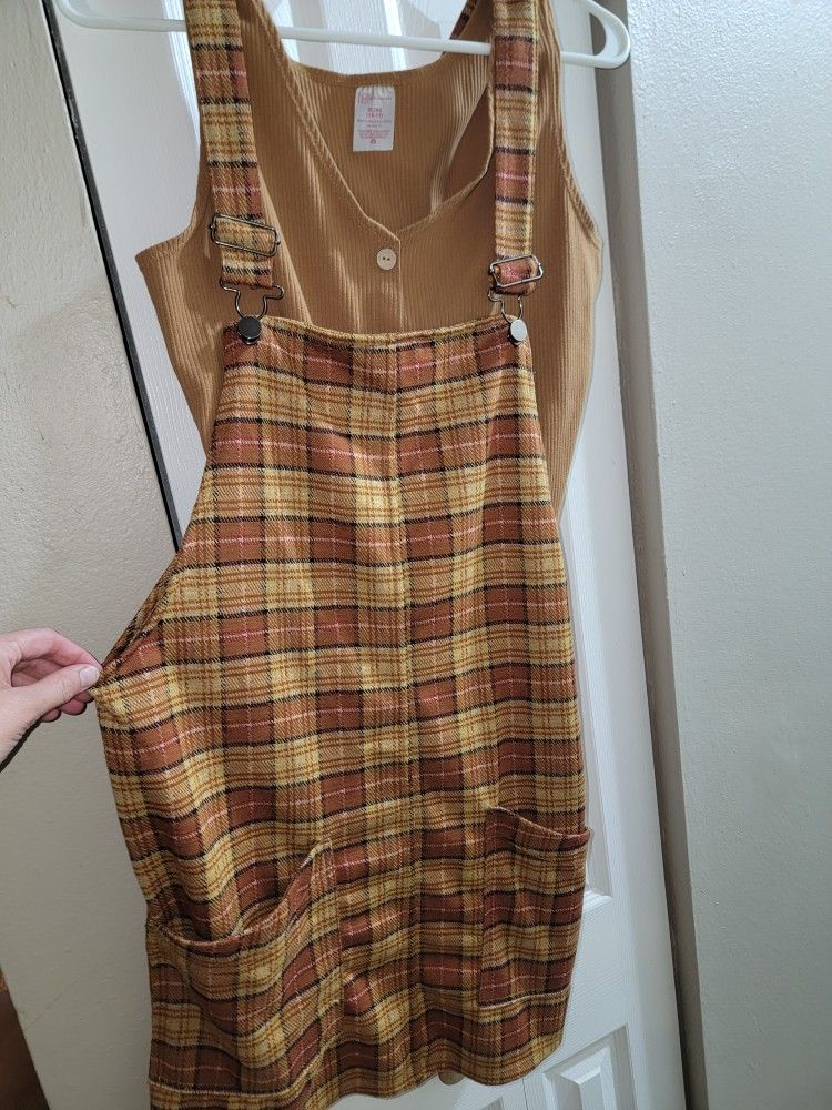Womens Overall Plaid Dress & Shirts