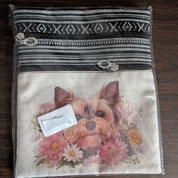 NEVER USED. Women's Floral Yorkshire Terrier Crossbody Shoulder Bag 