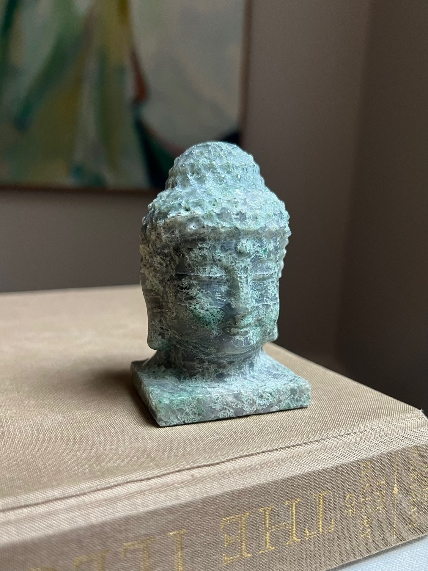 Small Moss Agate Buddha ( firm on price )