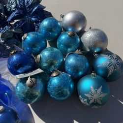 Blue Theme Christmas Ornament Bundle 