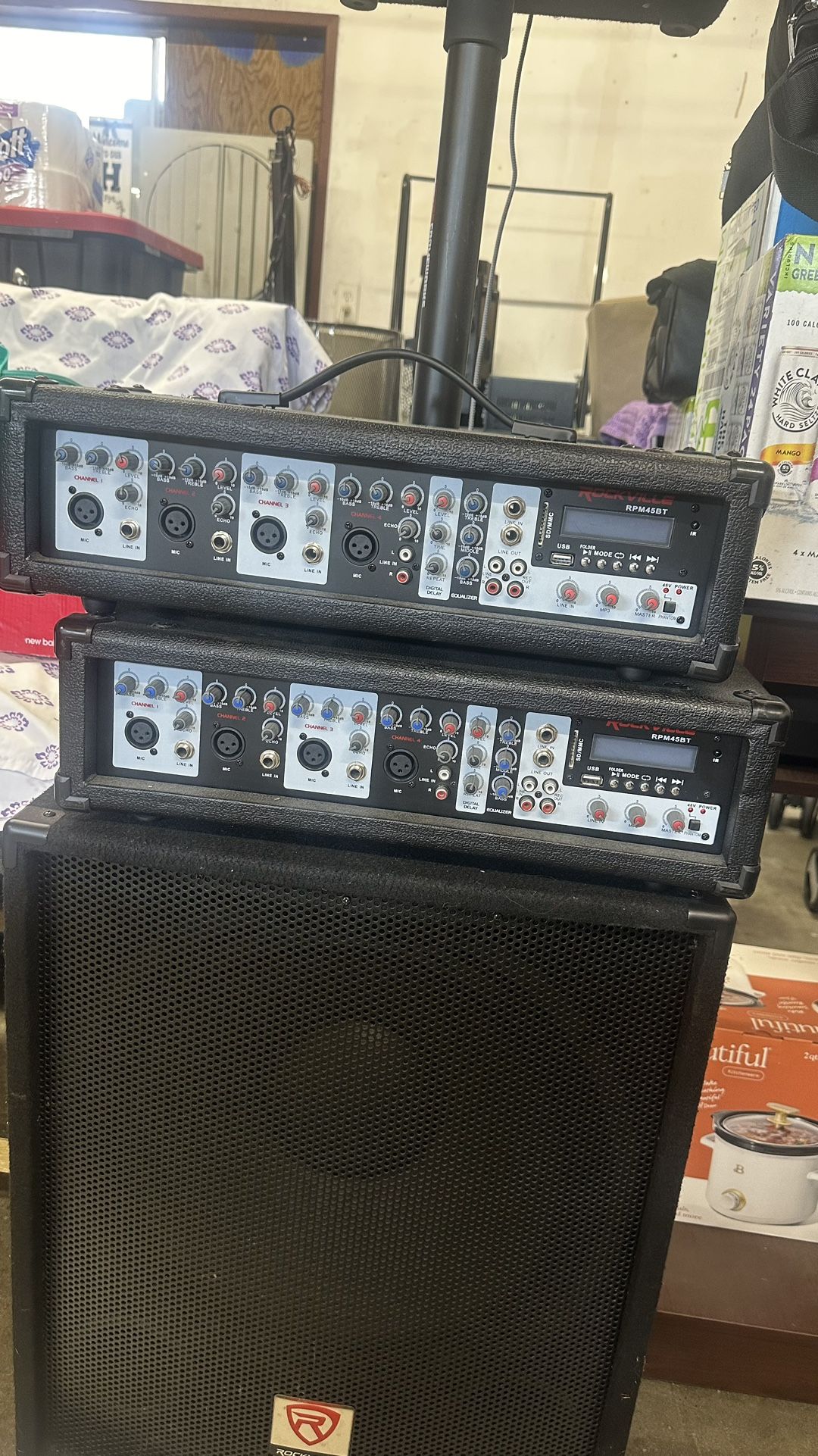 Set Of Speakers, A Sub And Amplifiers