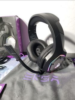 New EKSA Wireless Gaming Headset for PS4 PS5 PC, 7.1 Surround Sound Headset W/ Mic ENC & RGB Light, 36 Hour Battery, 2.4G USB Gaming Headphones