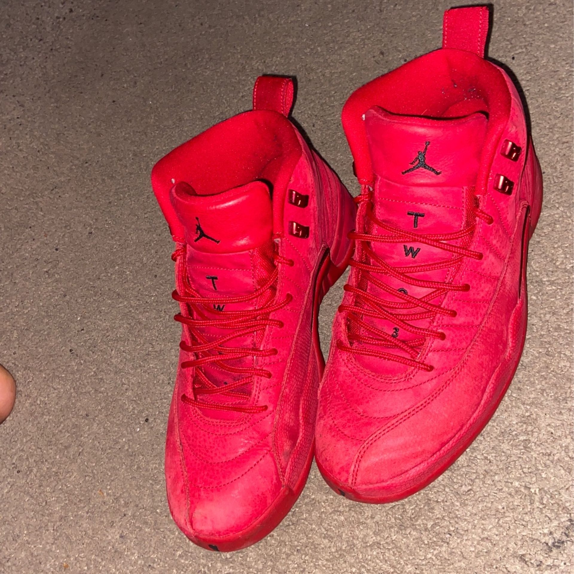 Jordan 12 All Red Suede