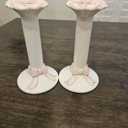 Haldon PINK RIBBON Candle Holders