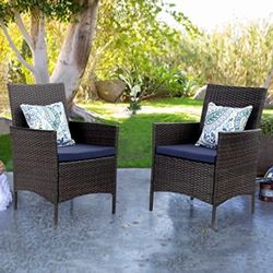 2 PICS Patio Rattan Armchair with Removable Cushions