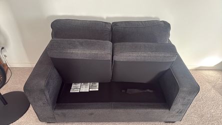 Dark Gray Fabric Loveseat & Sofa