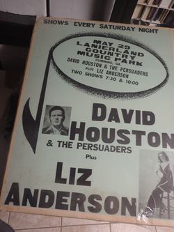 David Houston & Liz Anderson Original 1971 Concert Poster
