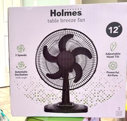 Holmes Black 12” Table Breeze Table Oscillating Fan