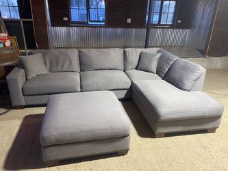 Gray Sectional Sofa with Ottoman