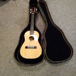 Vintage. Kima. Travel Size  Guitar.  &. Case   65  Dollars   Today
