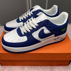 LOUIS VUITTON NIKE AIR FORCE 1 LOW WHITE ROYAL BLUE BLACK NEW SNEAKERS  SHOES SIZE 8 8.5 10 A5 for Sale in Miami, FL - OfferUp
