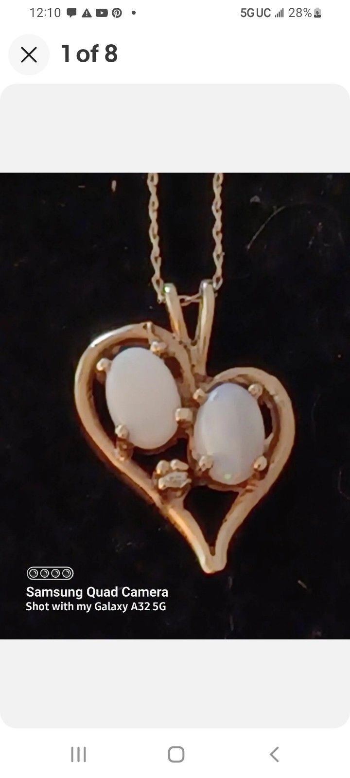 Vtg.14kt. Gold Heart & Opal Heart Pendant Necklace 22in.