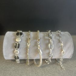 Woman’s Silver Bracelets 5 Total