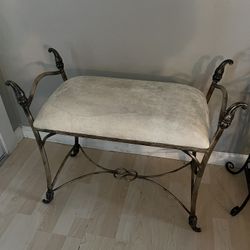 Fabric And Iron Vanity Stool