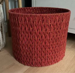 Large Red and Gold Woven Storage Basket