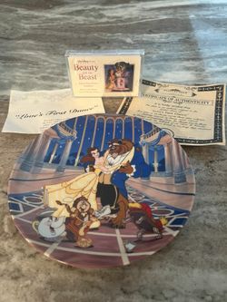Disney beauty and the beast plate with cassette