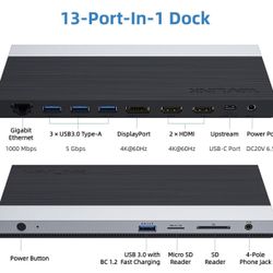 WAVLINK 4K USB-C Docking Station with 100W Power Delivery, Triple Display
