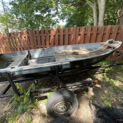 16ft Jon Boat With Trailer And 5hp Outboard Motor And  Trolling Motor