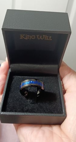 King Will Black Ring with Blue Inlay (SIZE: 10)