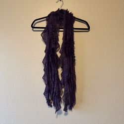 Womens Purple Ruffled Fringe Ends Scarf, Size 75x11